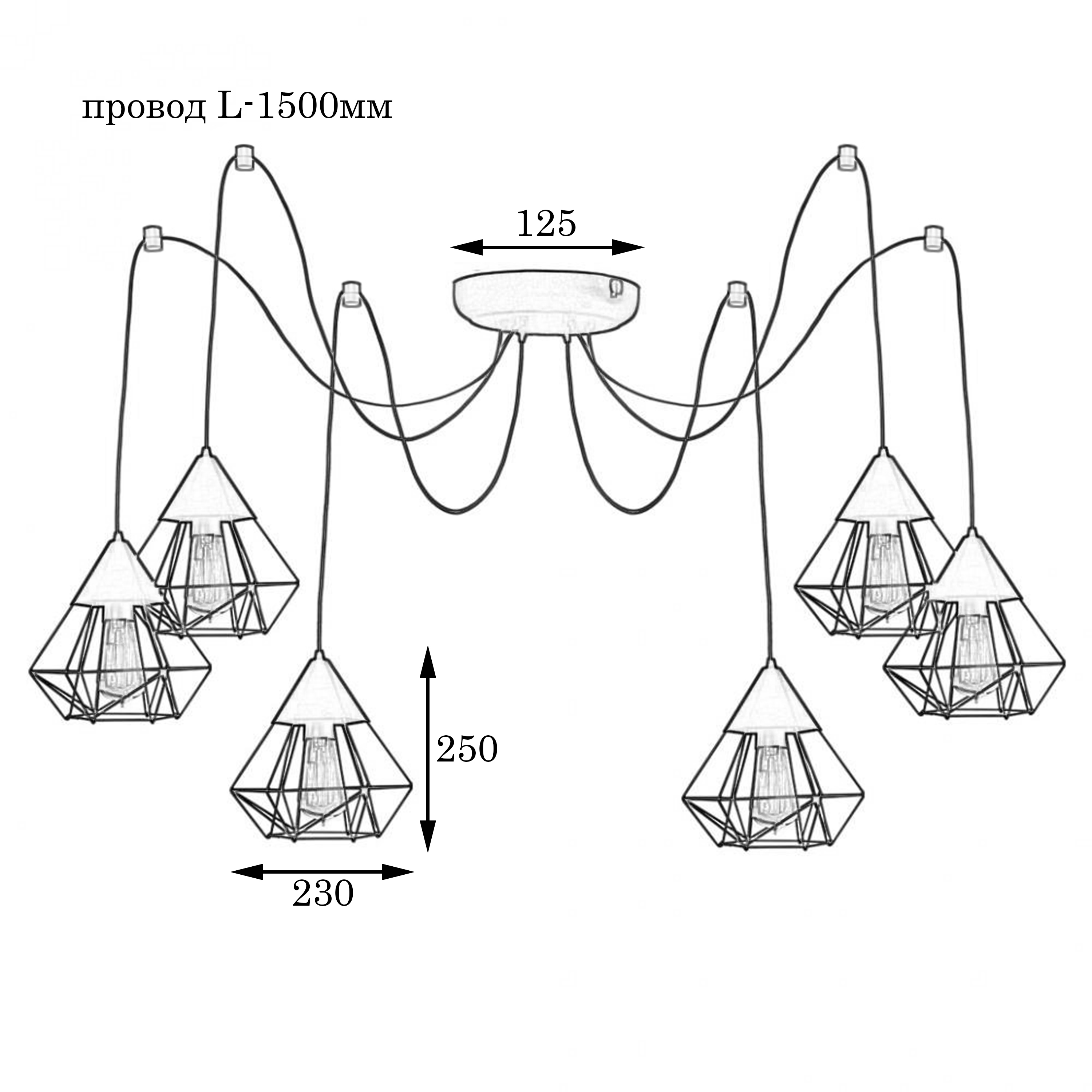 Люстра паук на шесть плафонов MSK Electric Crystal NL 0535-6