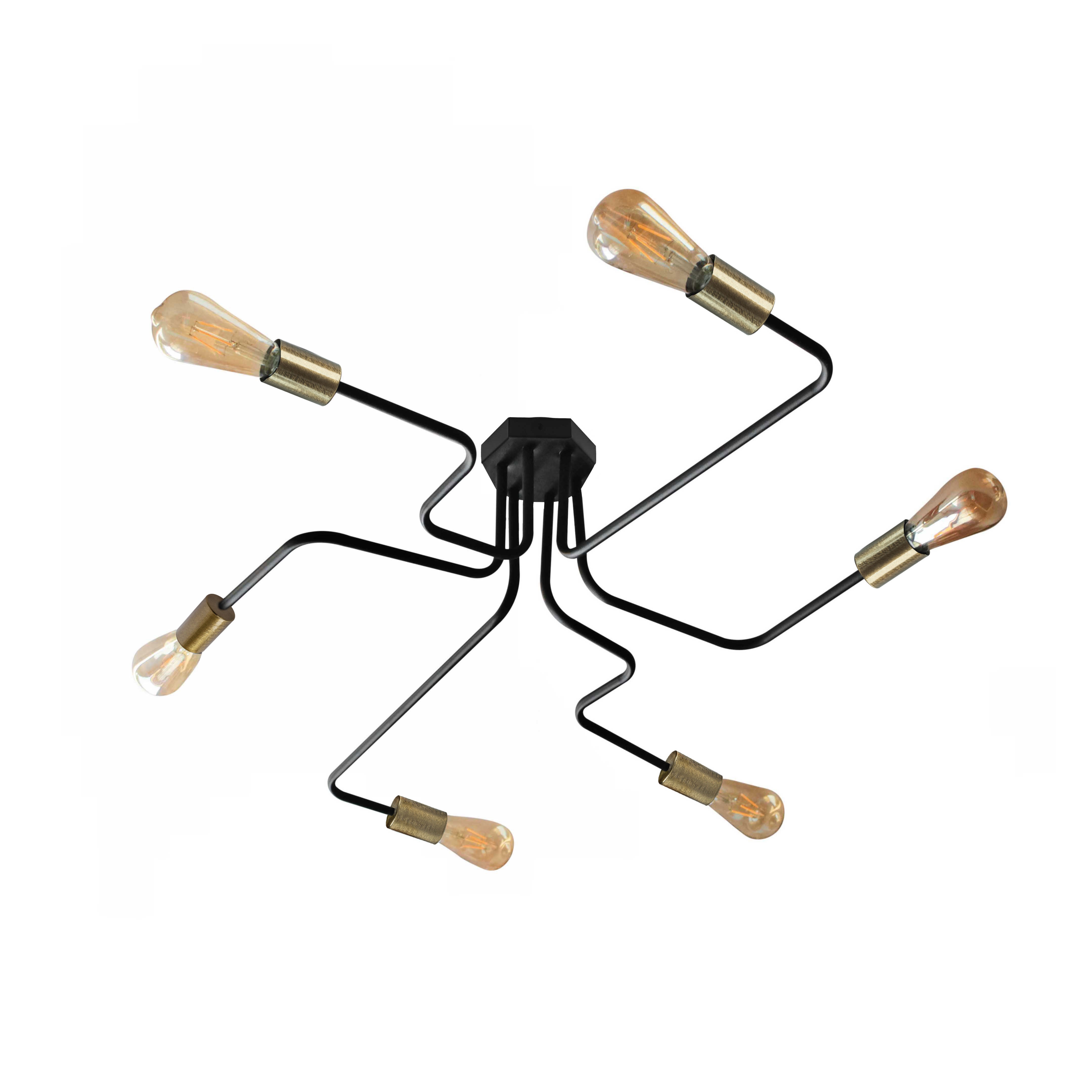 Люстра паук MSK Electric Maze c бронзовыми патронами NL 10084/6 BK+BN