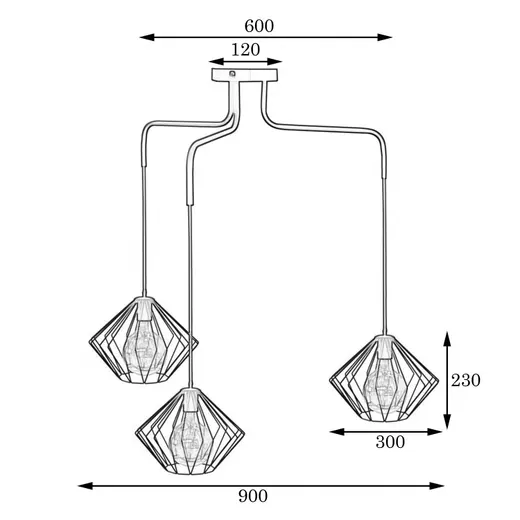 Люстра подвесная в стиле лофт на три плафона MSK Electric Rhombus NL 13023-3