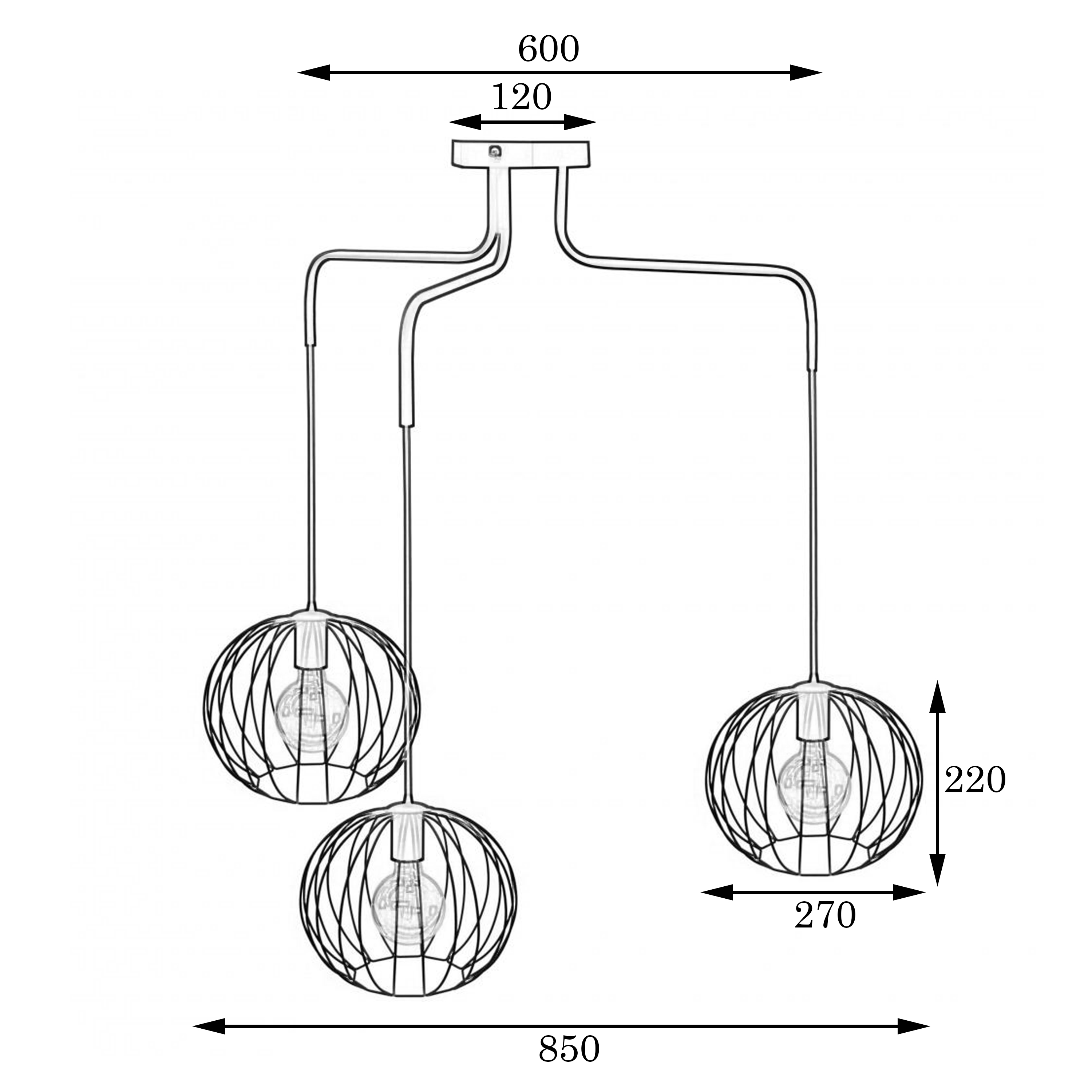 Люстра подвесная в стиле лофт на три плафона MSK Electric Globe NL 12722-3