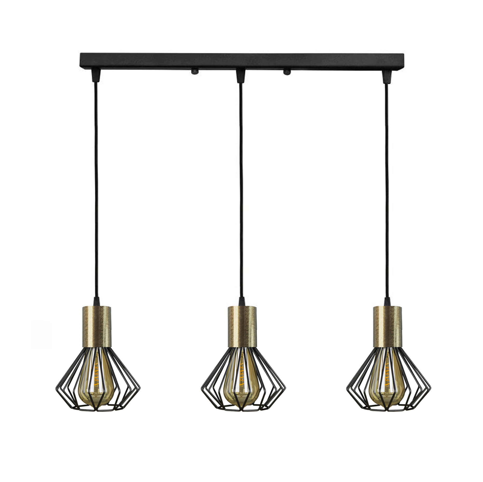Светильник лофт MSK Electric Diadem подвесной на планке с бронзовым патроном NL 2215-3 BK+BN