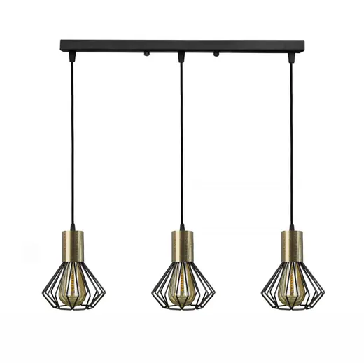 Светильник лофт MSK Electric Diadem подвесной на планке с бронзовым патроном NL 2215-3 BK+BN