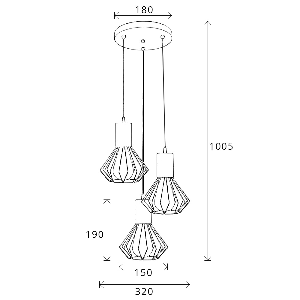 Светильник лофт MSK Electric Diadem подвесной на круглом основании NL 2215-3R W