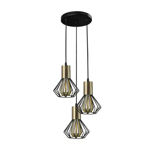 Светильник лофт MSK Electric Diadem подвесной на три плафона с бронзовым патроном NL 2215-3R BK+BN