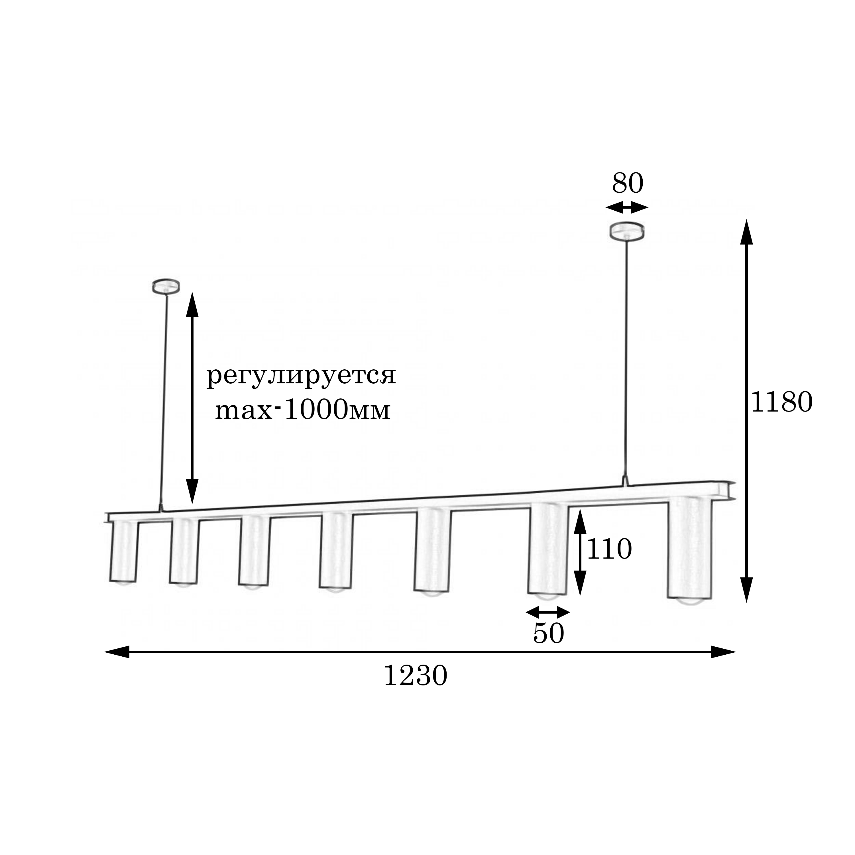 Люстра подвесная MSK Electric Tube в стиле лофт NL 2450-7 BK