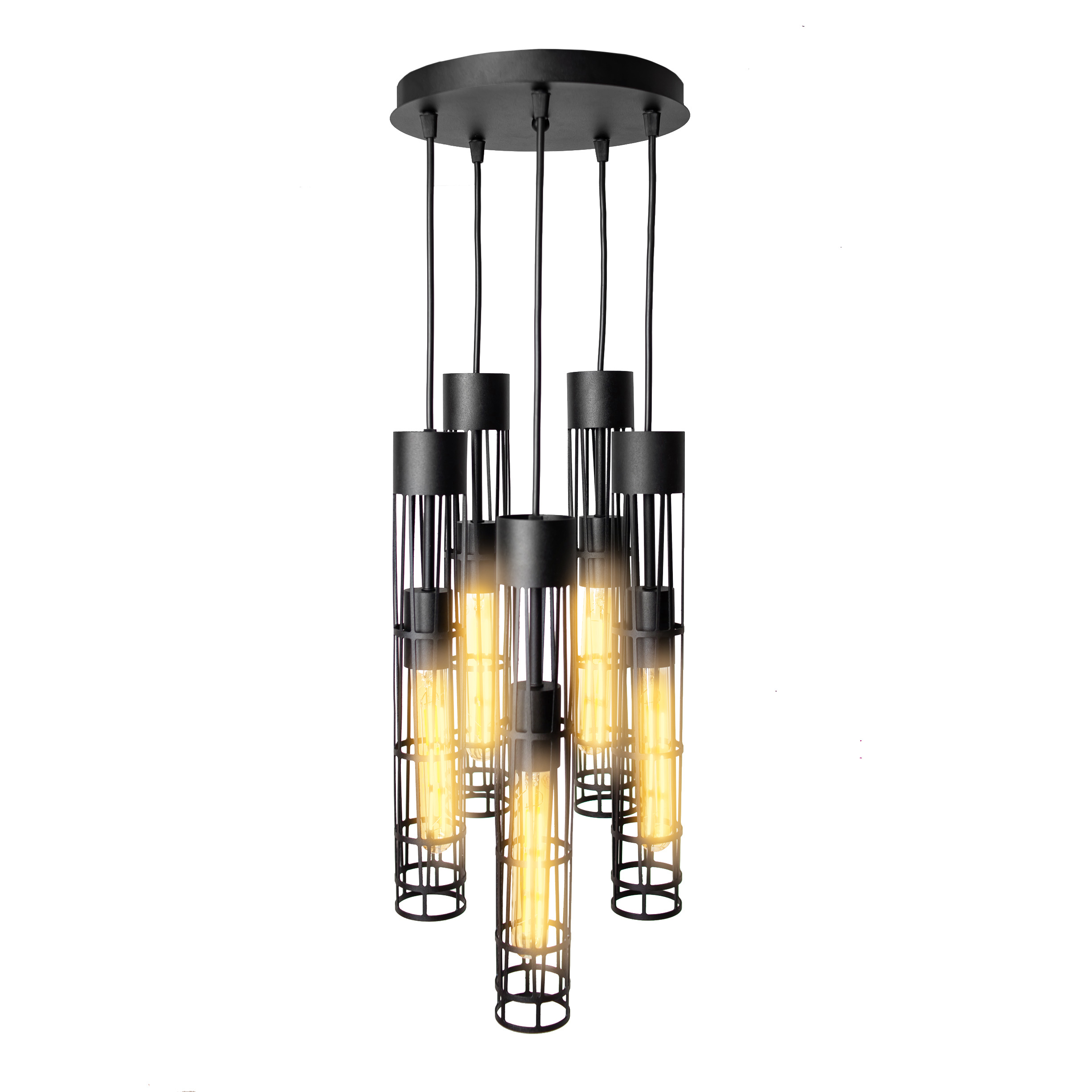 Светильник подвесной MSK Electric Flow в стиле лофт на круглом основании NL 6040-5R BK