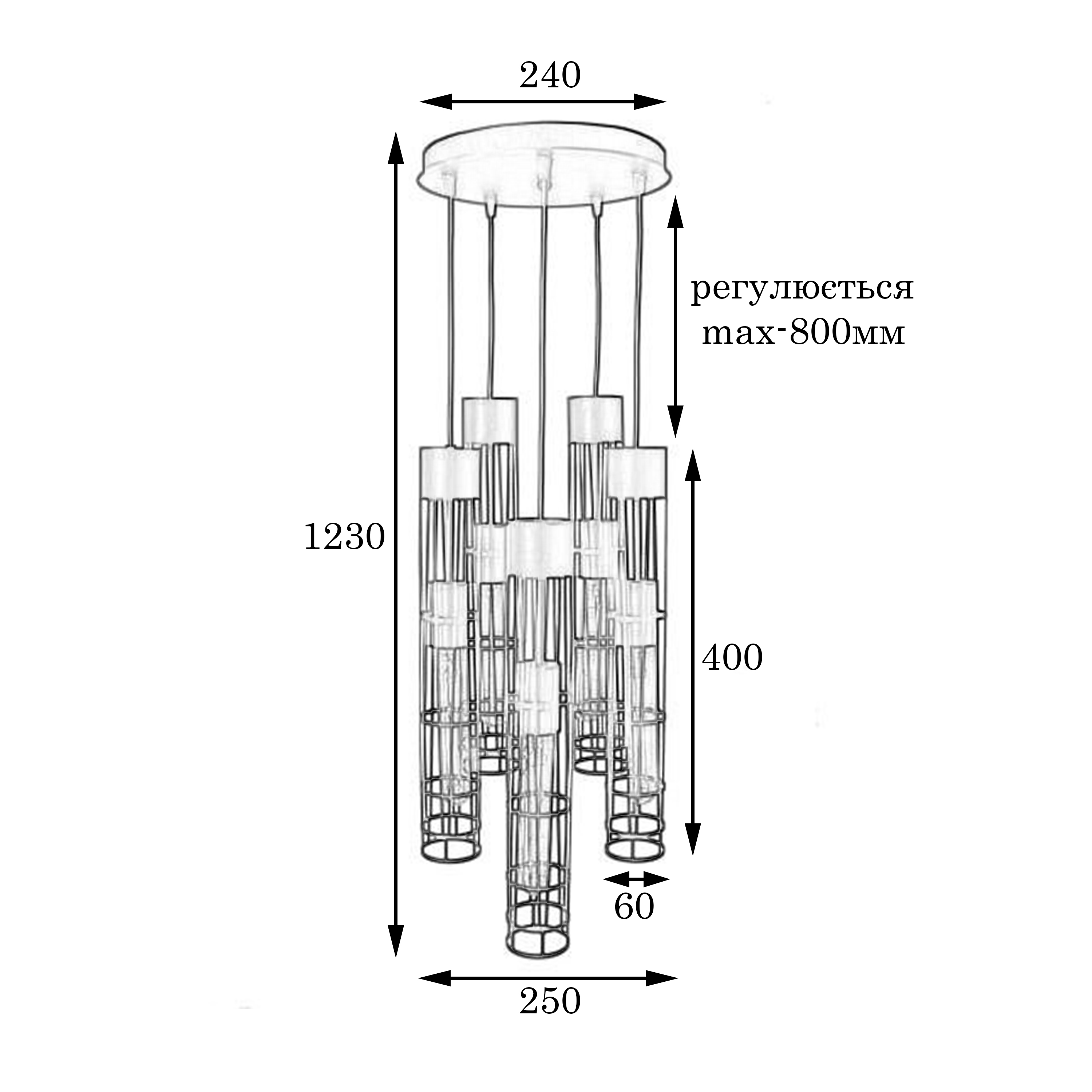 Светильник подвесной MSK Electric Flow в стиле лофт на круглом основании NL 6040-5R BK