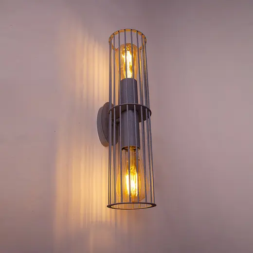 Бра под две лампы Е27 MSK Electric Malta настенный светильник в стиле лофт MR 1040 GR