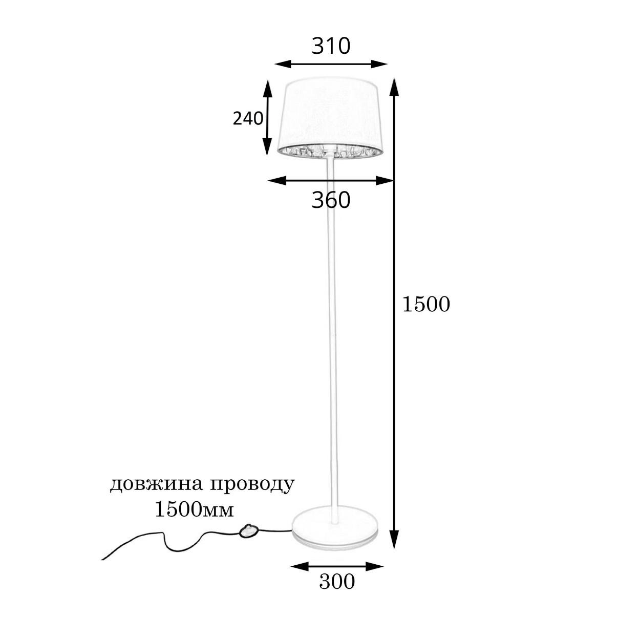 Торшер MSK Electric с черным плафоном из ткани под лампу Е27 с золотым основанием NL 3621 GD+BK