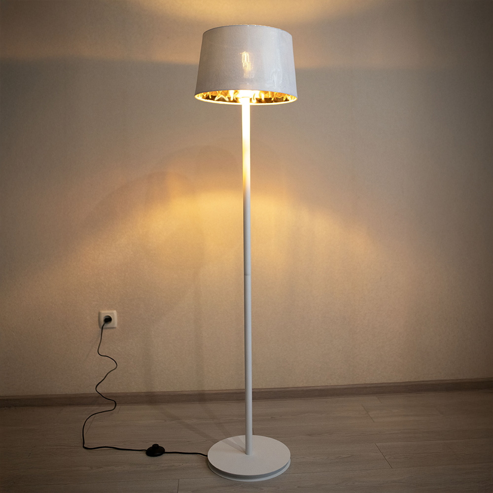 Торшер MSK Electric Palermo с белым плафоном из ткани под лампу Е27 с белым основанием NL 3621 WH+WH