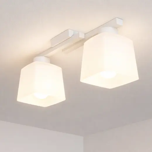 Люстра потолочная на два плафона MSK Electric Dublin под лампы Е27 белая NL 16610-2 WH
