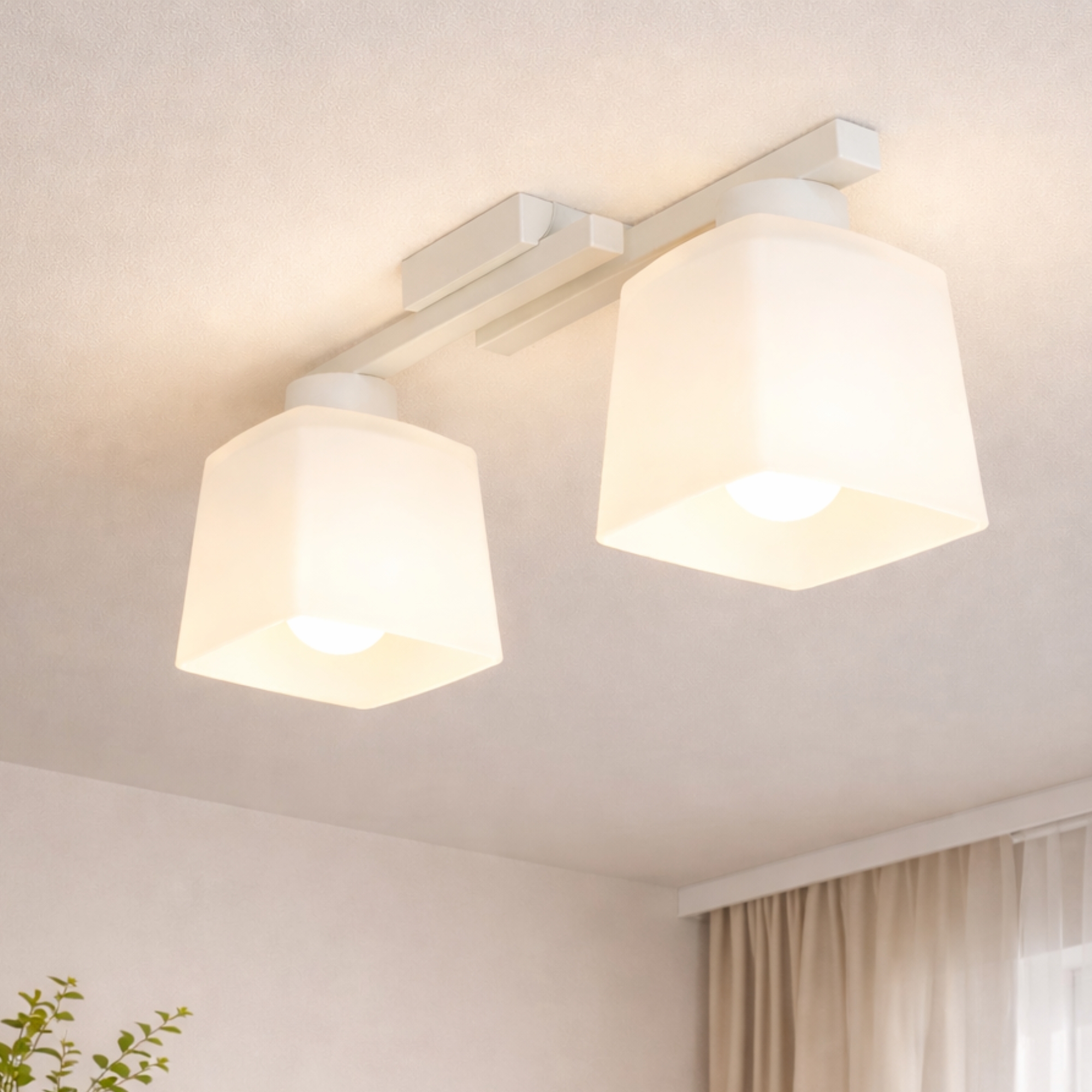 Люстра потолочная на два плафона MSK Electric Dublin под лампы Е27 белая NL 16610-2 WH