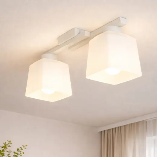 Люстра потолочная на два плафона MSK Electric Dublin под лампы Е27 белая NL 16610-2 WH
