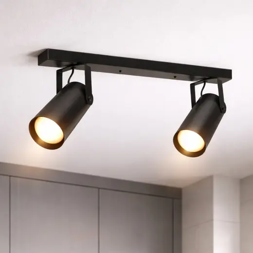 Светильник потолочный спот поворотный MSK Electric Focus под две лампы Е27 черный NL 14050-2 BK