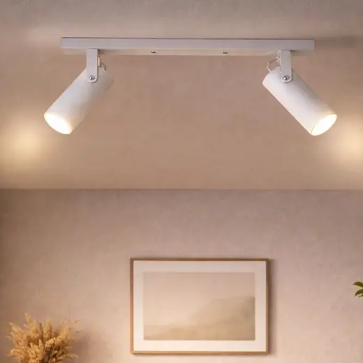 Светильник потолочный спот поворотный MSK Electric Focus под две лампы Е27 белый NL 14050-2 WH
