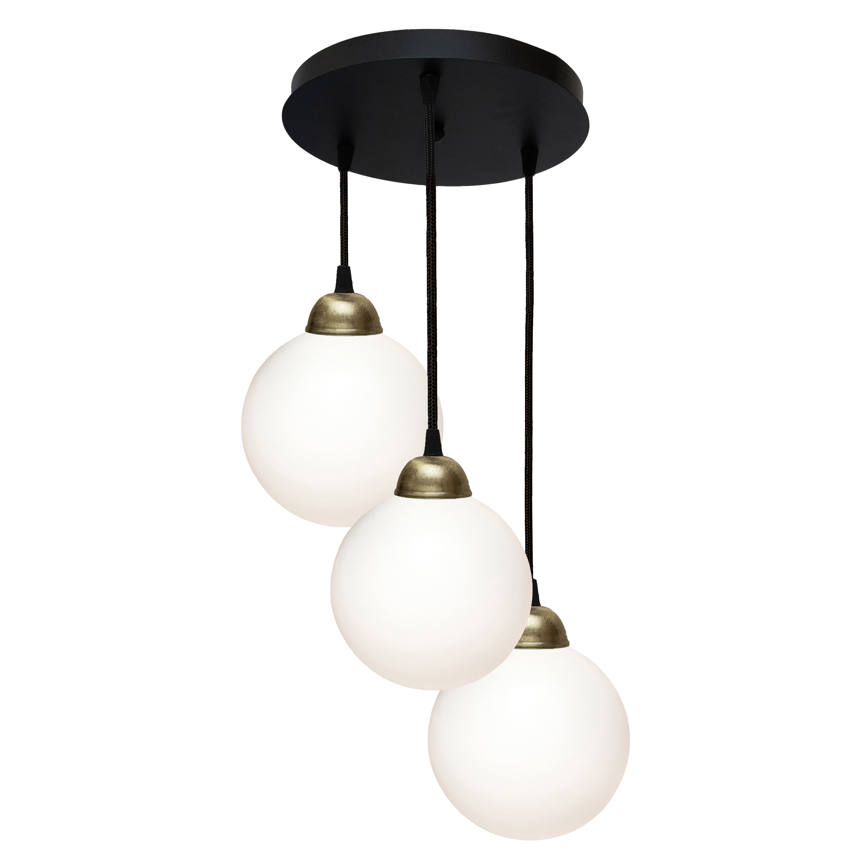 Светильник подвесной MSK Electric Luna на круглой основе с тремя плафонами шарами Е27 PL 2026-3R BK