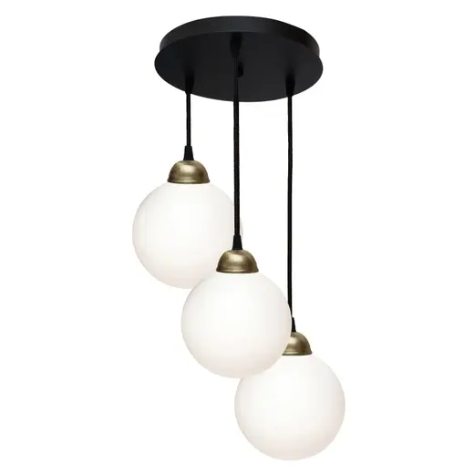 Светильник подвесной MSK Electric Luna на круглой основе с тремя плафонами шарами Е27 PL 2026-3R BK