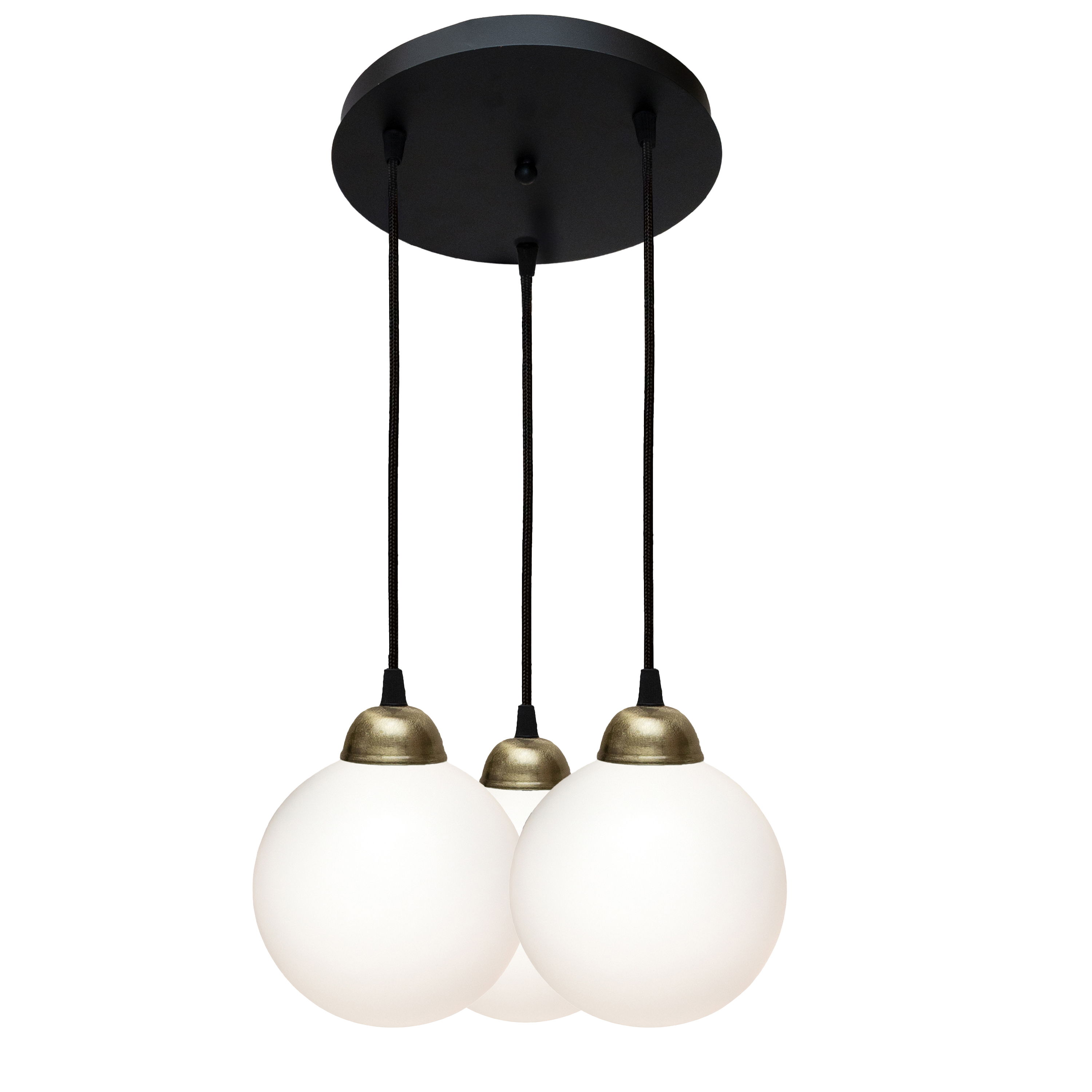 Светильник подвесной MSK Electric Luna на круглой основе с тремя плафонами шарами Е27 PL 2026-3R BK