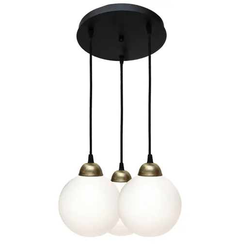 Светильник подвесной MSK Electric Luna на круглой основе с тремя плафонами шарами Е27 PL 2026-3R BK