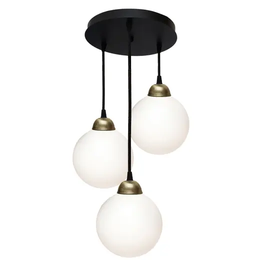 Светильник подвесной MSK Electric Luna на круглой основе с тремя плафонами шарами Е27 PL 2026-3R BK