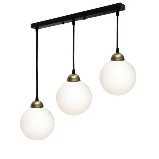 Светильник подвесной MSK Electric Luna с плафонами шарами на планке под три лампы Е27 PL 2026-3 BK