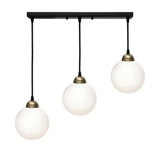 Светильник подвесной MSK Electric Luna с плафонами шарами на планке под три лампы Е27 PL 2026-3 BK