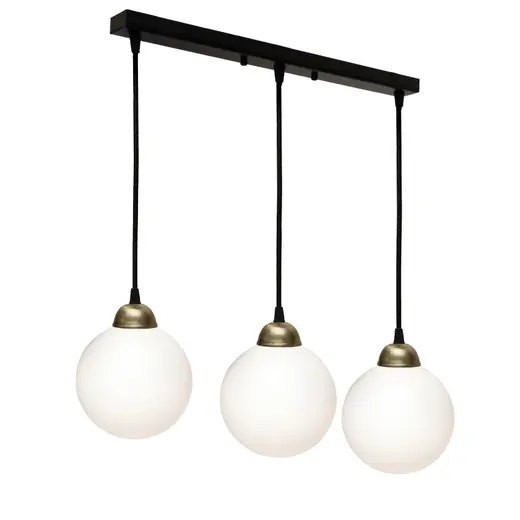 Светильник подвесной MSK Electric Luna с плафонами шарами на планке под три лампы Е27 PL 2026-3 BK