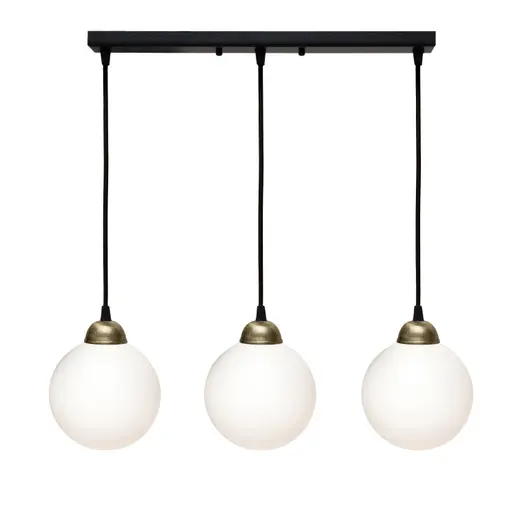 Светильник подвесной MSK Electric Luna с плафонами шарами на планке под три лампы Е27 PL 2026-3 BK