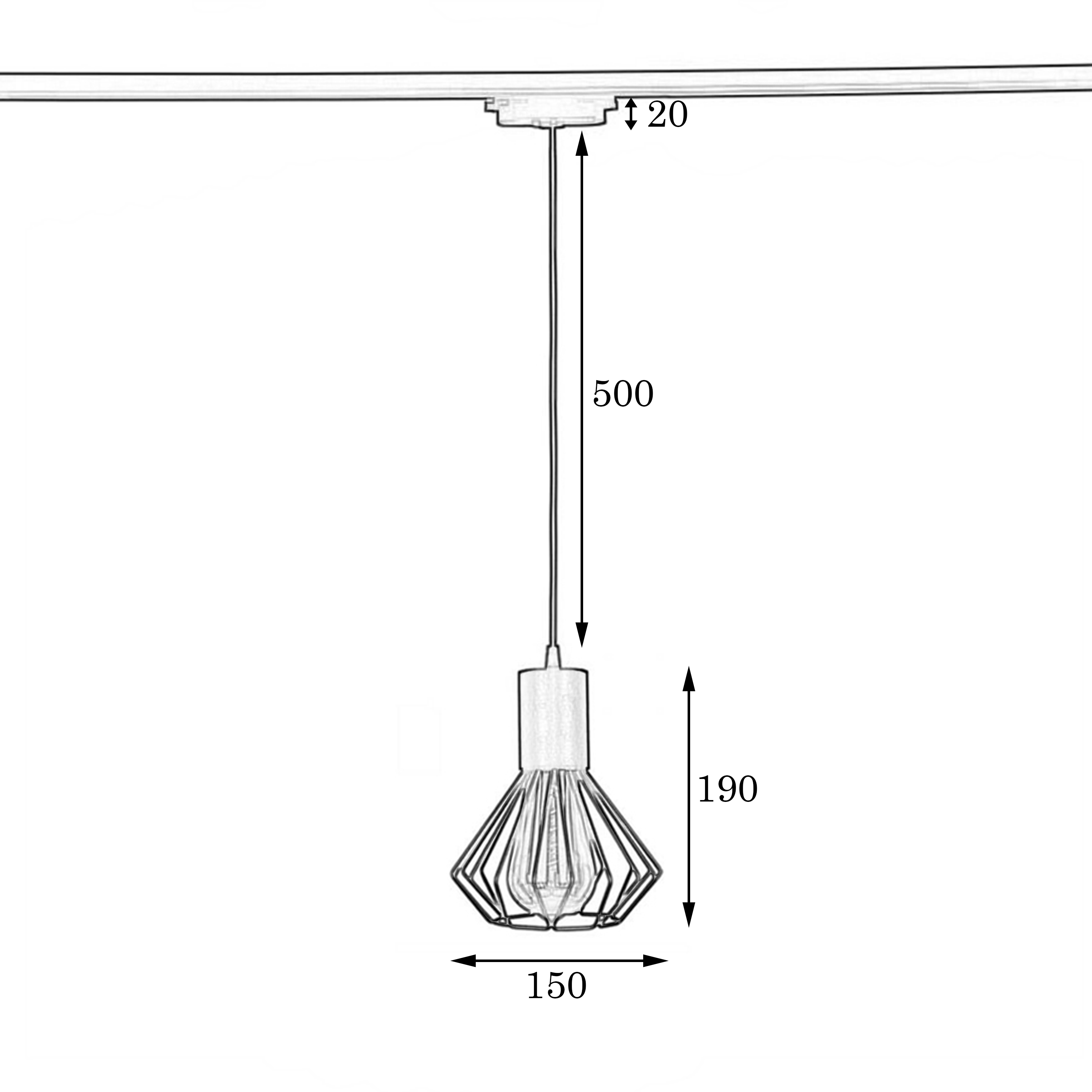 Светильник трековый MSK Electric Diadem подвес под лампу Е27 белый NT 2215 WH