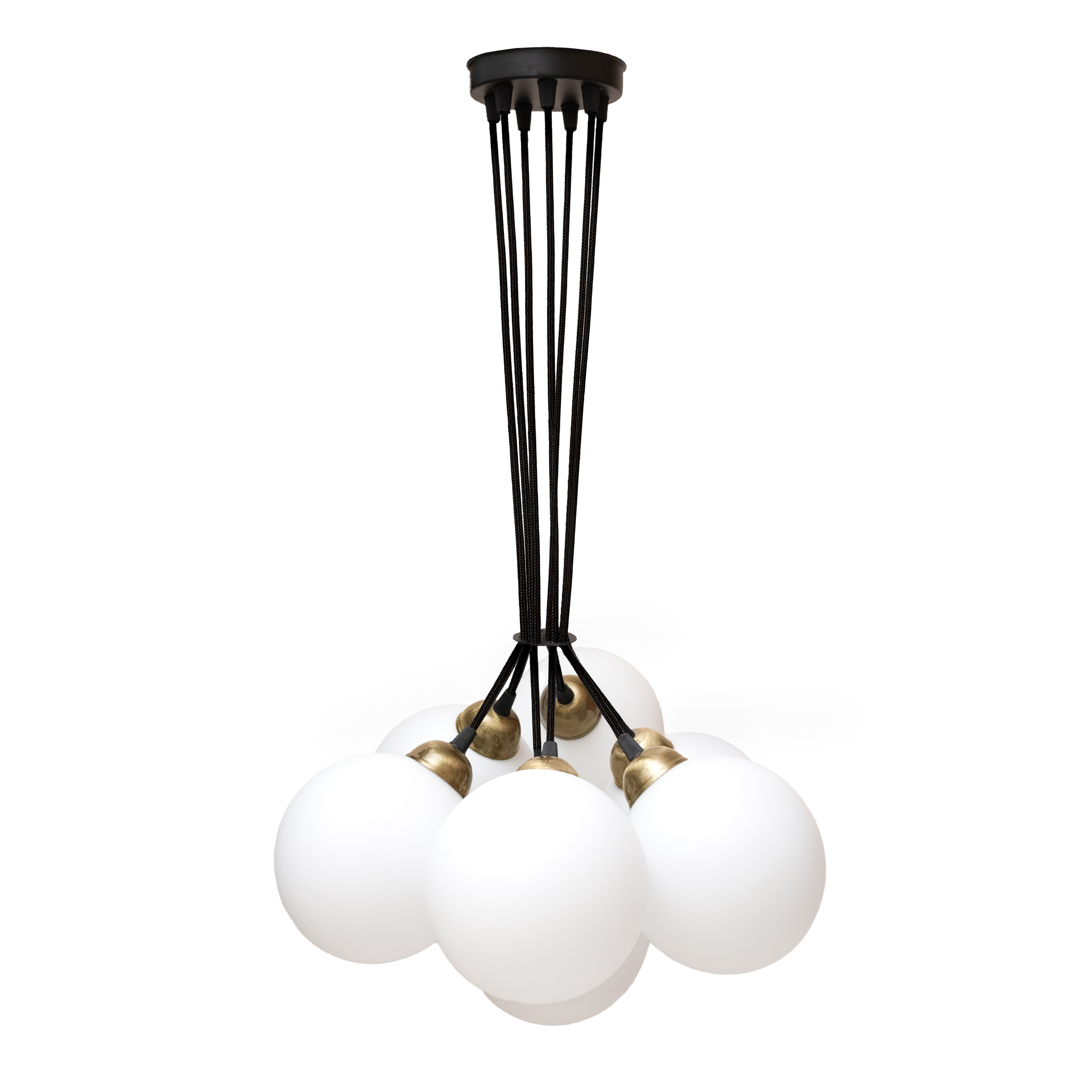 Люстра подвесная MSK Electric Luna светильник на семь плафонов шаров Е27 d-150mm PL 202612-7R BK