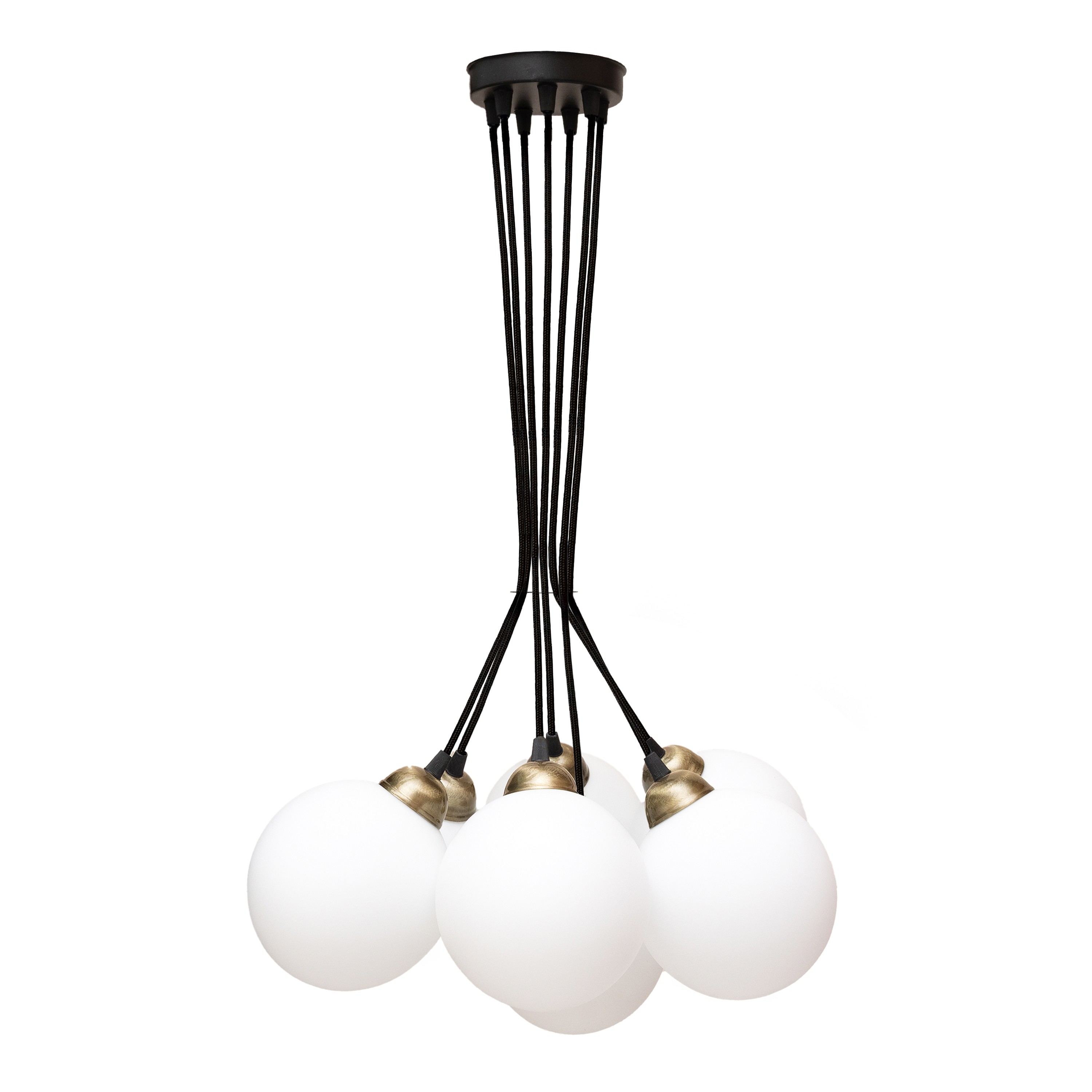 Люстра подвесная MSK Electric Luna светильник на семь плафонов шаров Е27 d-150mm PL 202612-7R BK