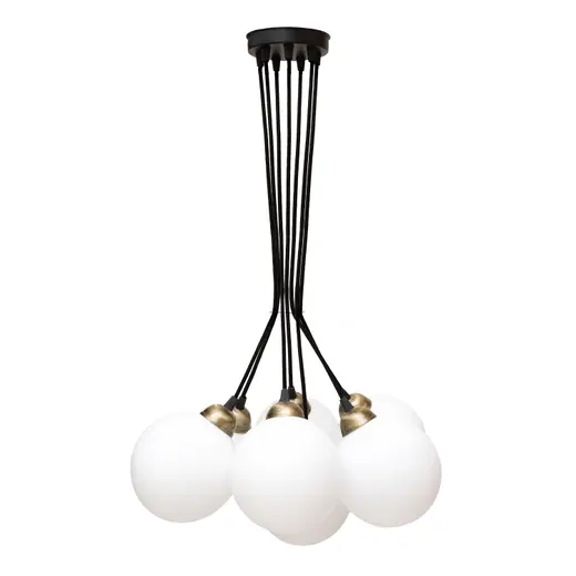 Люстра подвесная MSK Electric Luna светильник на семь плафонов шаров Е27 d-150mm PL 202612-7R BK