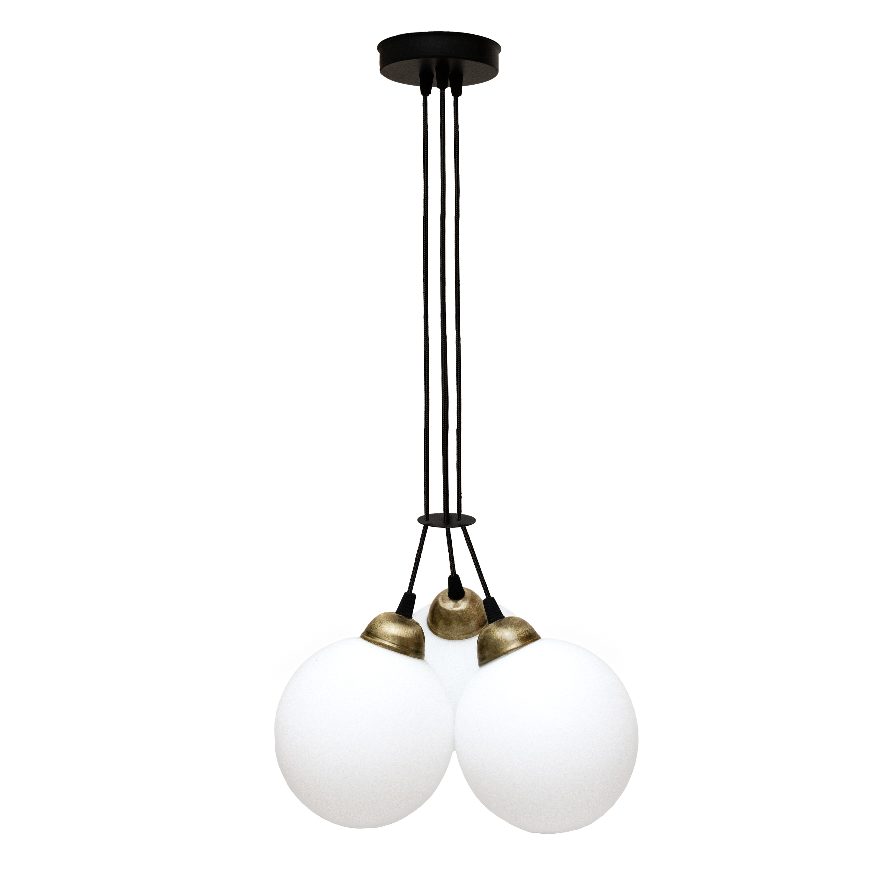 Светильник подвесной MSK Electric Luna на три плафона шара d-150mm Е27 черный PL 202612-3R BK