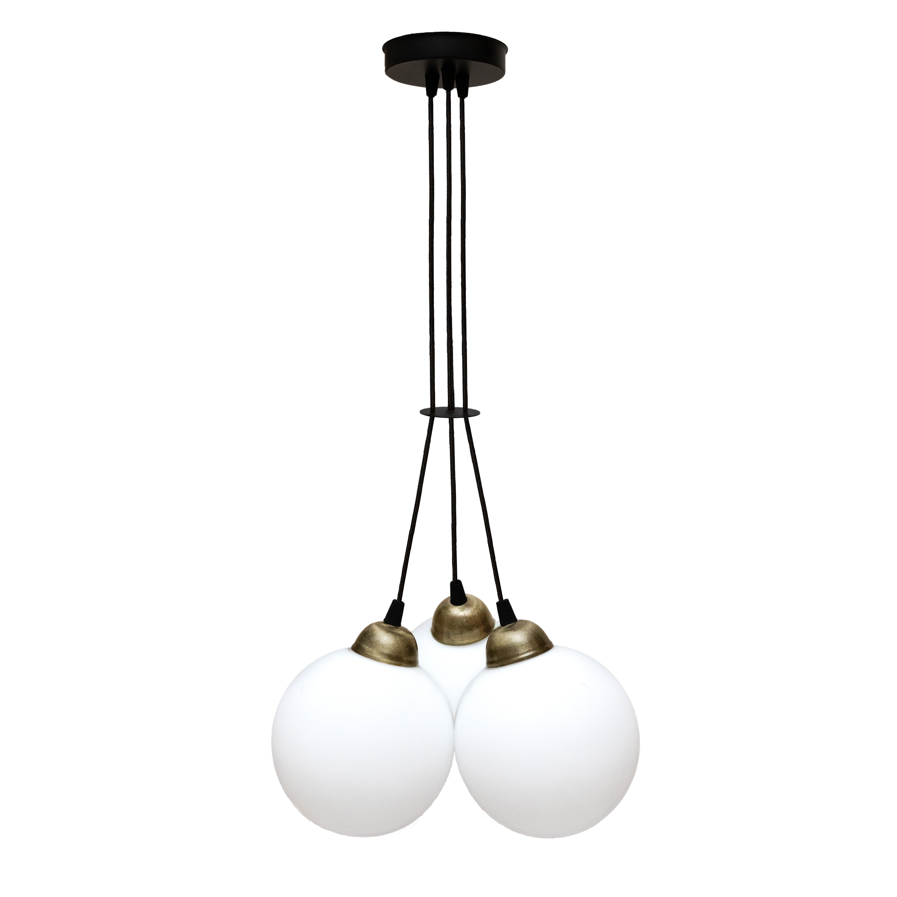 Светильник подвесной MSK Electric Luna на три плафона шара d-150mm Е27 черный PL 202612-3R BK
