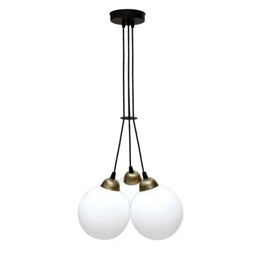 Светильник подвесной MSK Electric Luna на три плафона шара d-150mm Е27 черный PL 202612-3R BK