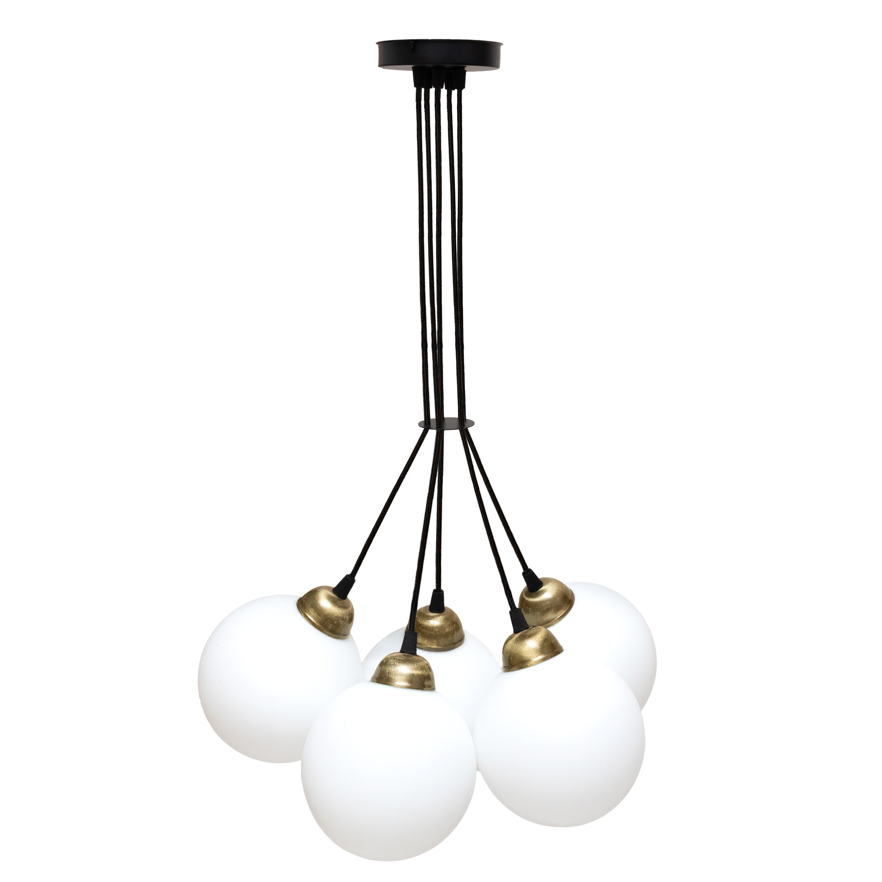 Светильник подвесной MSK Electric Luna на пять плафонов шаров d-150mm Е27 черный PL 202612-5R BK