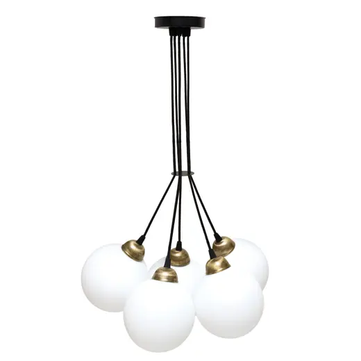 Светильник подвесной MSK Electric Luna на пять плафонов шаров d-150mm Е27 черный PL 202612-5R BK
