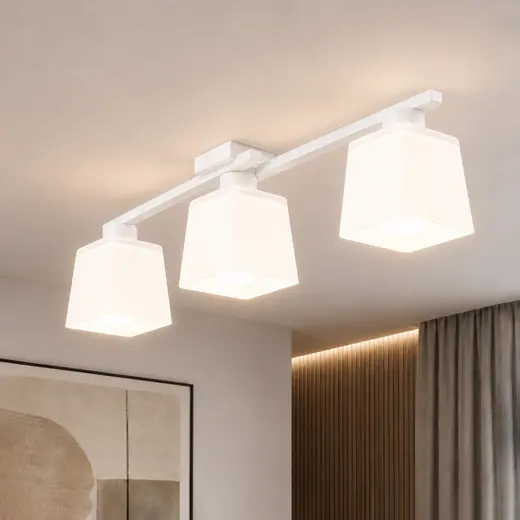 Люстра потолочная на три плафона MSK Electric Dublin под лампы Е27 белая NL 16610-3 WH
