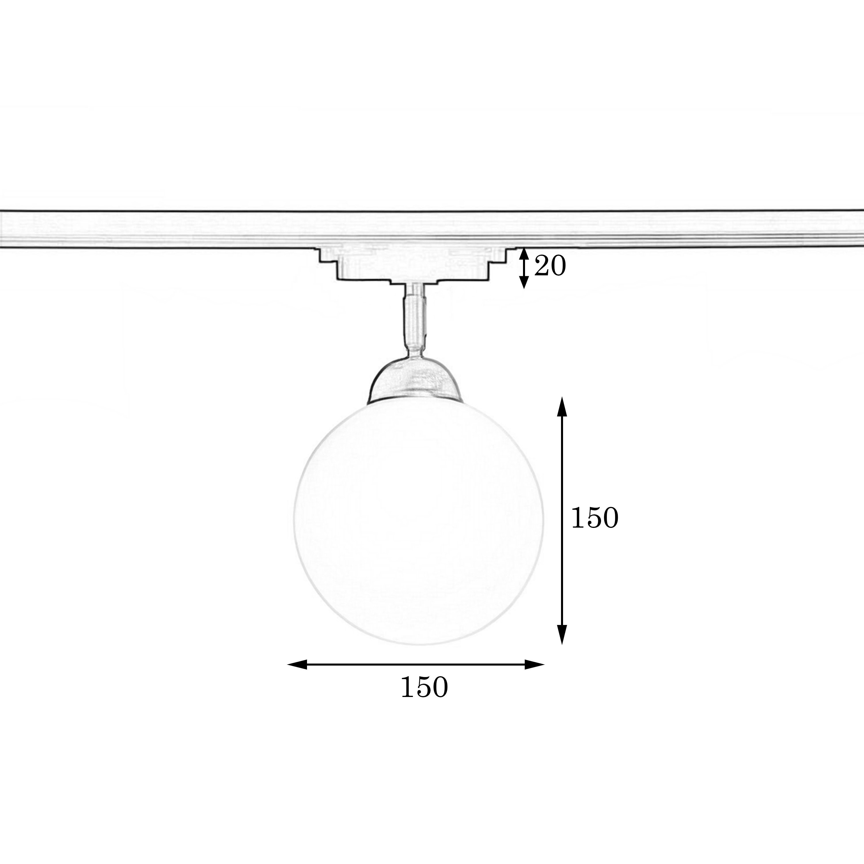 Светильник трековый поворотный MSK Electric Luna с плафоном в виде шара под лампу Е27 NT 20261-1 BK