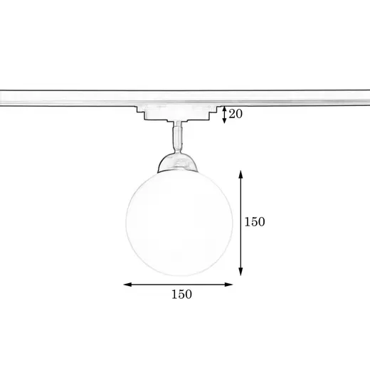 Светильник трековый поворотный MSK Electric Luna с плафоном в виде шара под лампу Е27 NT 20261-1 BK