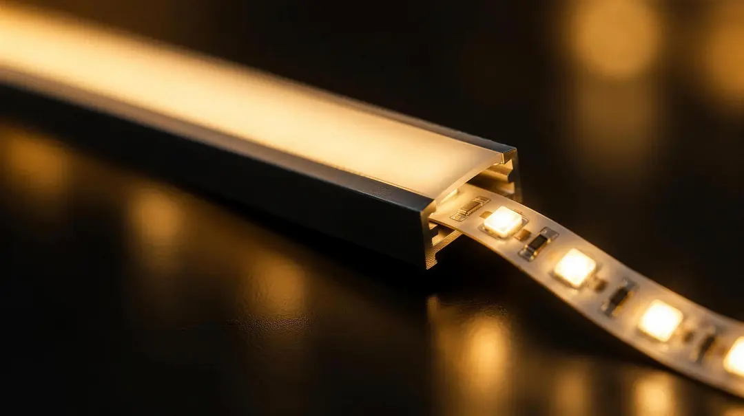 Тепла LED-стрічка в алюмінієвому профілі, макро